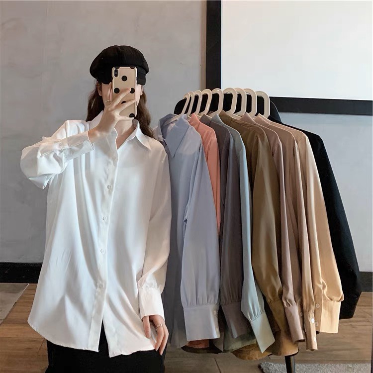 Sơ mi nam nữ unisex nhiều màu, áo sơ mi nữ giấu quần kiểu dáng ulzzang thời trang jelly