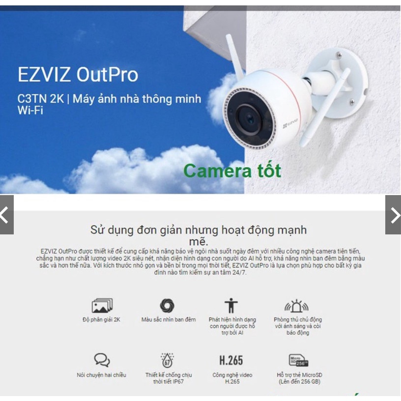Camera wifi ngoài trời ezviz C3TN 2MP 1080P full color-Chính hãng-Giá tốt