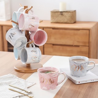 Ly, cốc sứ đôi Mr & Mrs họa tiết vân đá cao cấp