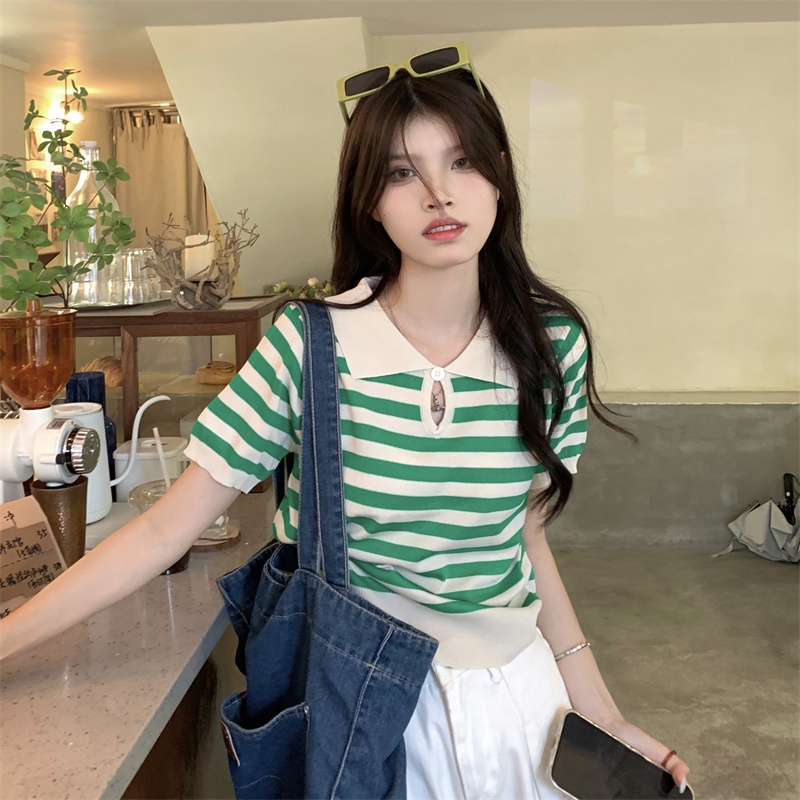 IELGYÁo Thun polo Mỏng Tay Ngắn Dáng Rộng Thời Trang Cho Nữ