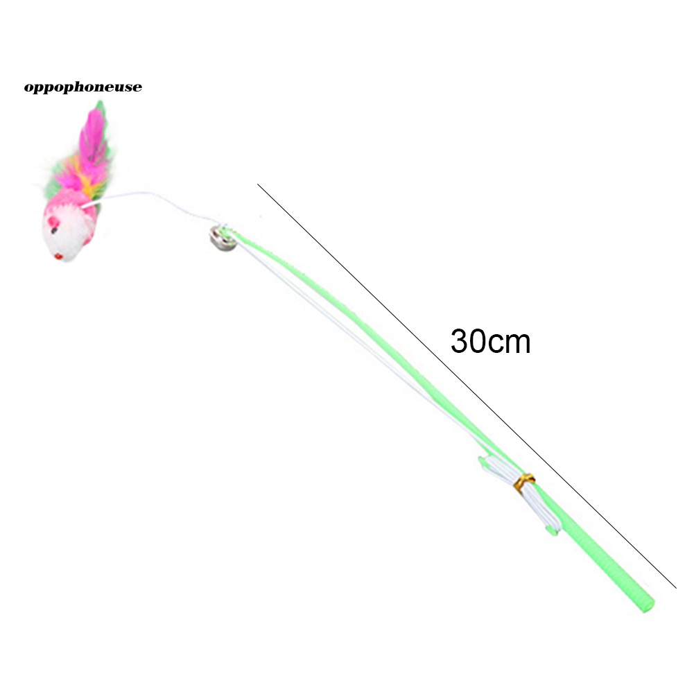 Đồ Chơi Cần Câu Đính Lông Vũ Hình Chuột Dễ Thương Cho Mèo Cưng OPPO