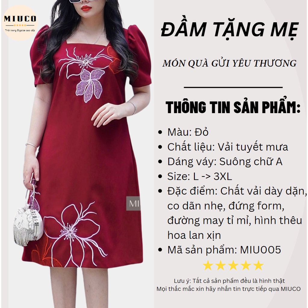 Đầm Trung Niên BIGSIZE - Thêu Hoa Lan