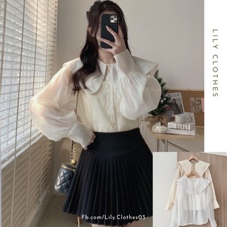 Áo sơ mi tiểu thư cổ sen kèm áo hai dây