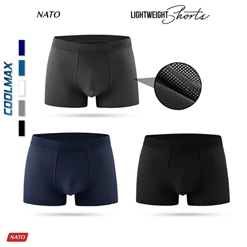 Quần Lót TRUNK Nam Vải Cotton 100% Thun Lạnh Lưới Lỗ Cao Cấp Màu Đen Xám Trơn Boxer Sịp Đùi Tam Giác Xì Lip Sì NATO