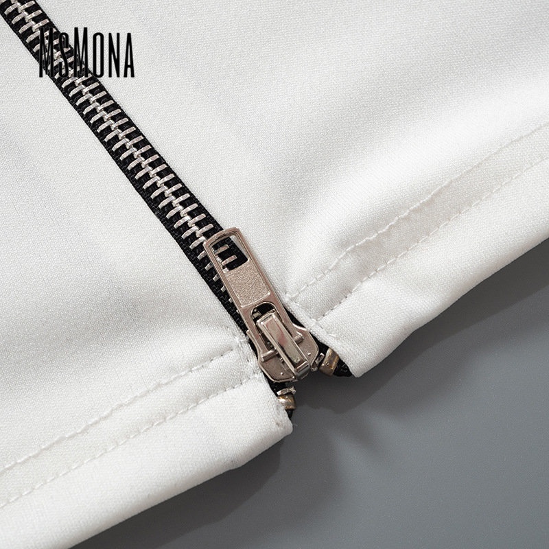 MsMona Đầm Mini Cổ Lọ Tay Dài Màu Trơn Dáng Ôm Có Khóa Kéo Thời Trang 2023 Cho Bạn Gái