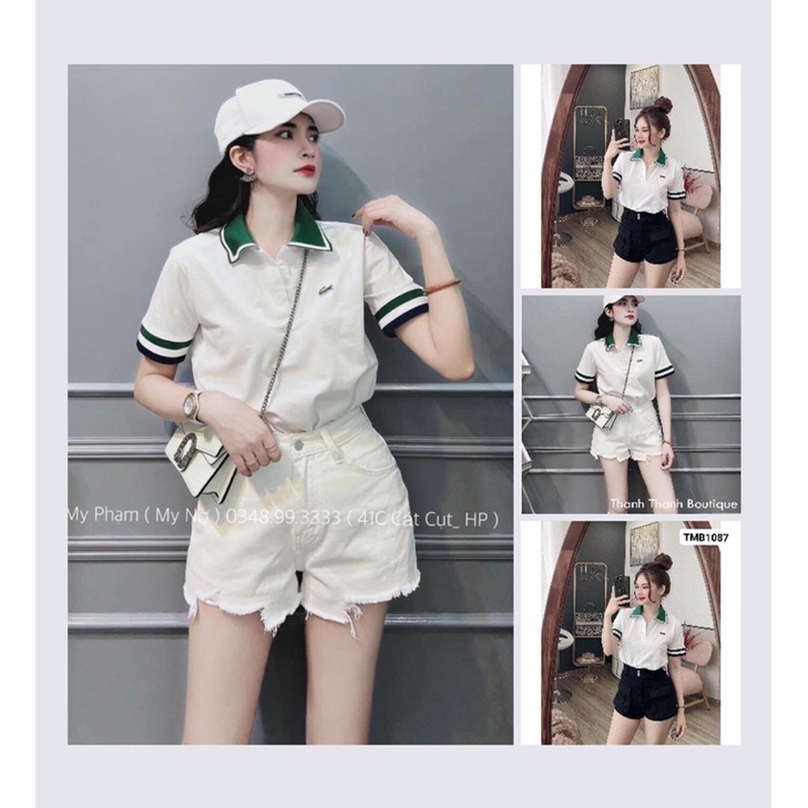Áo phông thun Polo cá sấu unisex in 5D form thụng tay lỡ chất cotton su xịn màu Trắng.Phong cách thể thao HQ