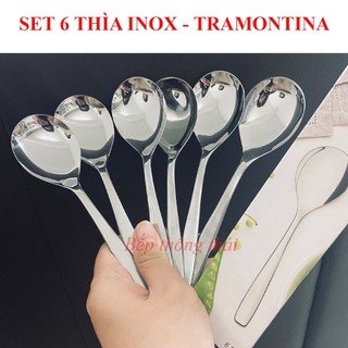 - Bộ thìa muỗng inox 304 cao cấp - Tramontina - hộp 6 chiếc - Brazil
