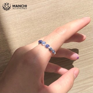 Nhẫn đá Sodalite handmade dây màu bạc