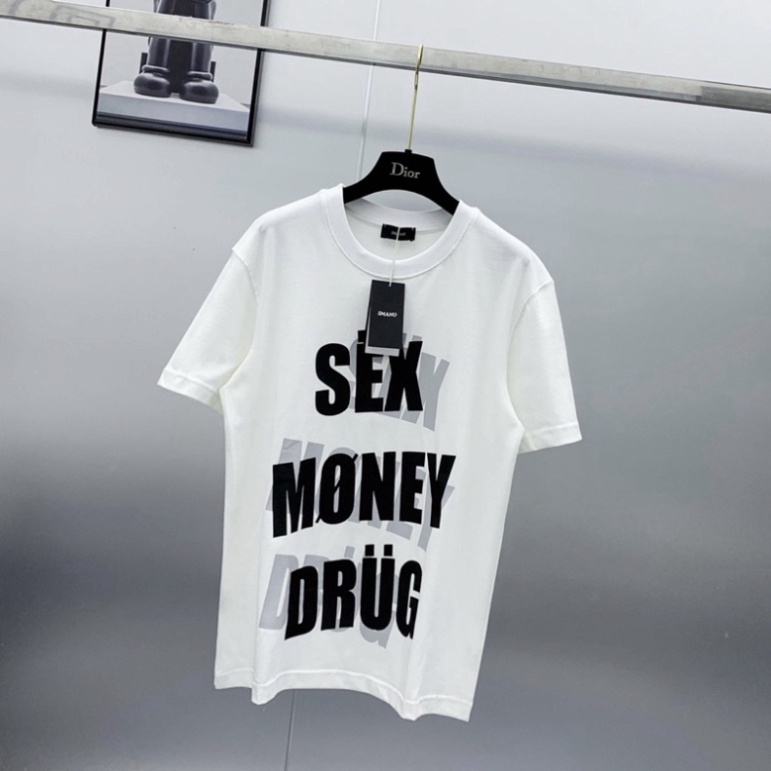 Áo phông nam nữ Premium Cotton in nổi chữ Sex Money Drug bóng mờ cổ bo dày dặn phong cách streetwear