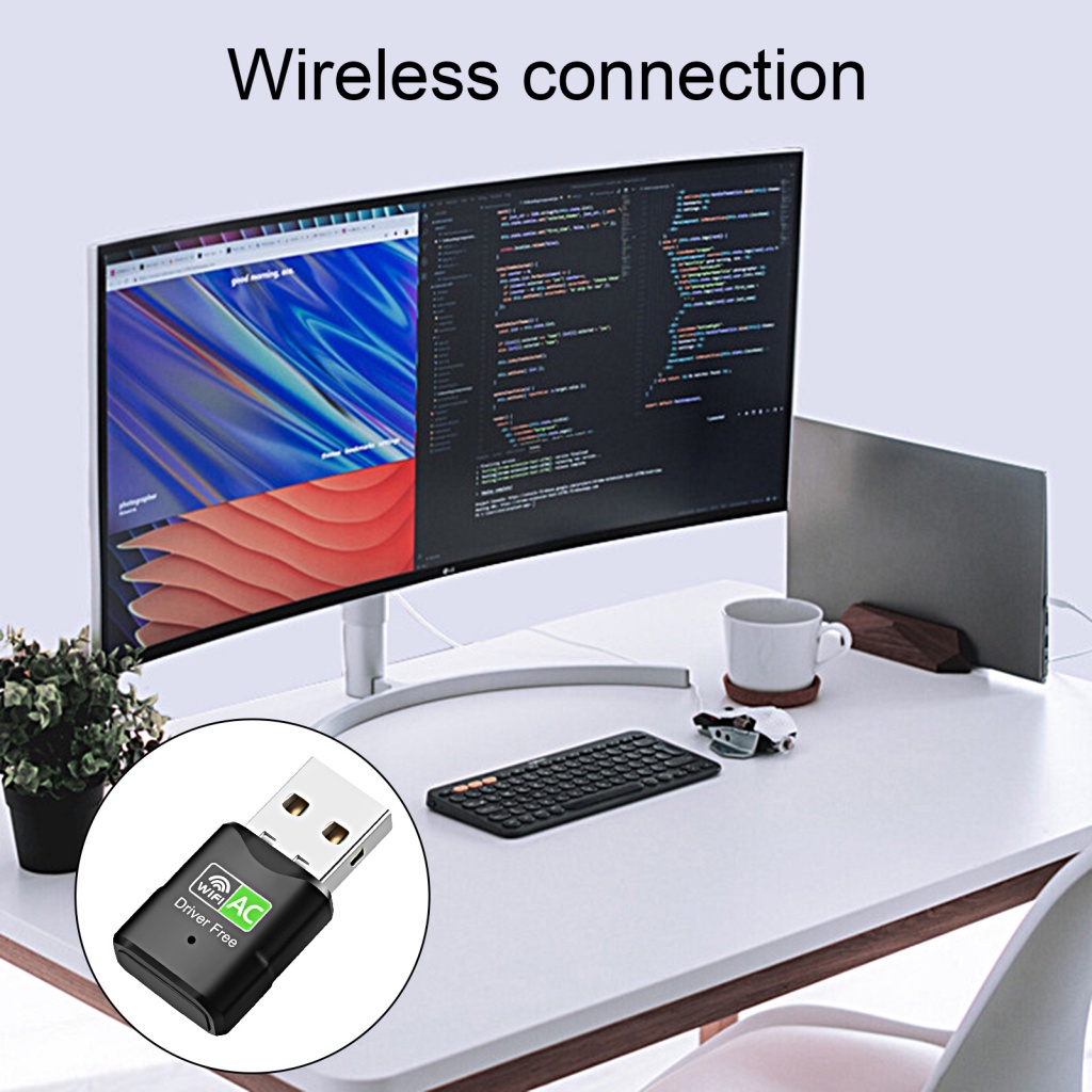 Thẻ Mạng WiFi Không Dây Băng Tần Kép Rộng 600Mbps USB 2.4 / 5.8GHz Cho Laptop Windows 7 / 8 / 10 / 11 / Vista / XP