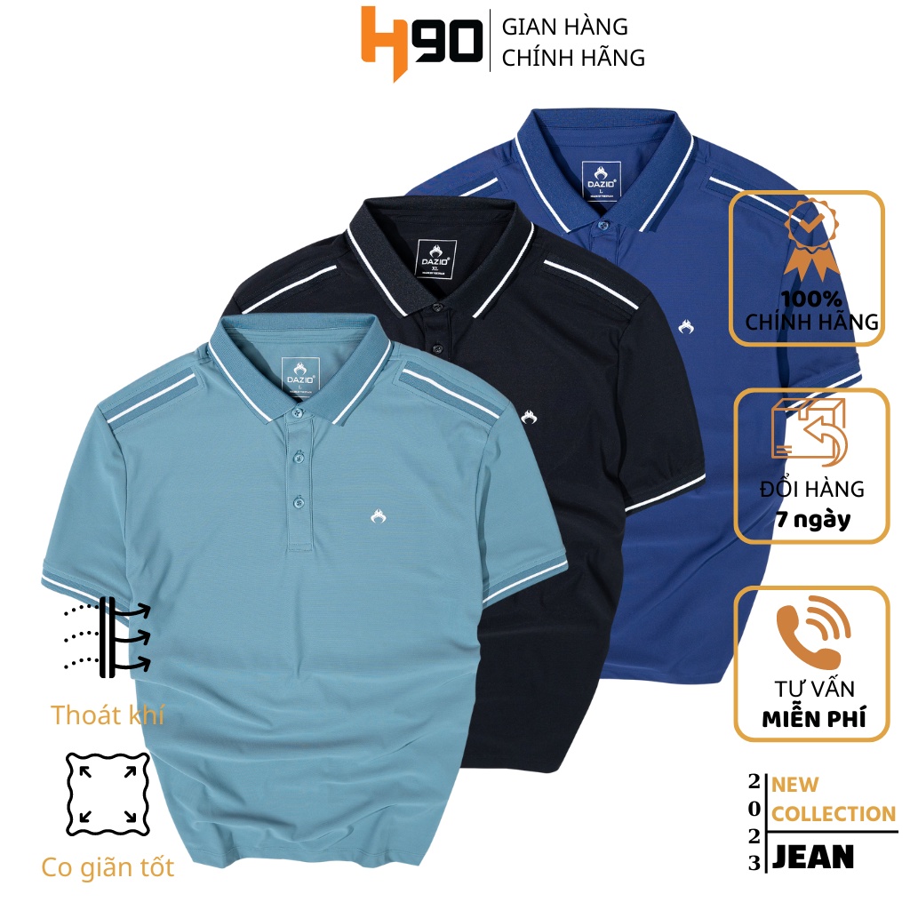 Áo Polo Nam H90 Dáng Ôm Vừa Chất Liệu Co Giãn 4 Chiều, Chống Nhăn, Áo Thun Cổ Bẻ Thiết Kế Trẻ Trung Thanh Lịch DZP023-01