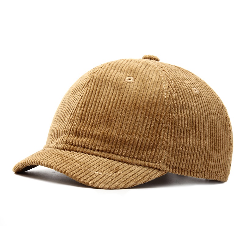 Mũ lưỡi trai bóng chày vành ngắn 3cm vải nhung tăm thời trang thu đông Hàn Quốc 2023 cho nam nữ