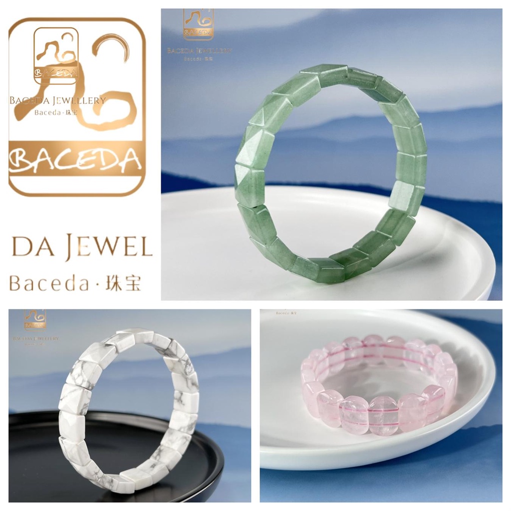 Baceda Đồng Hồ quartz Màu Xanh Lá Cây Aventurine Howlite Roselite Có Thể Kéo Dài Góc Chứng Nhận