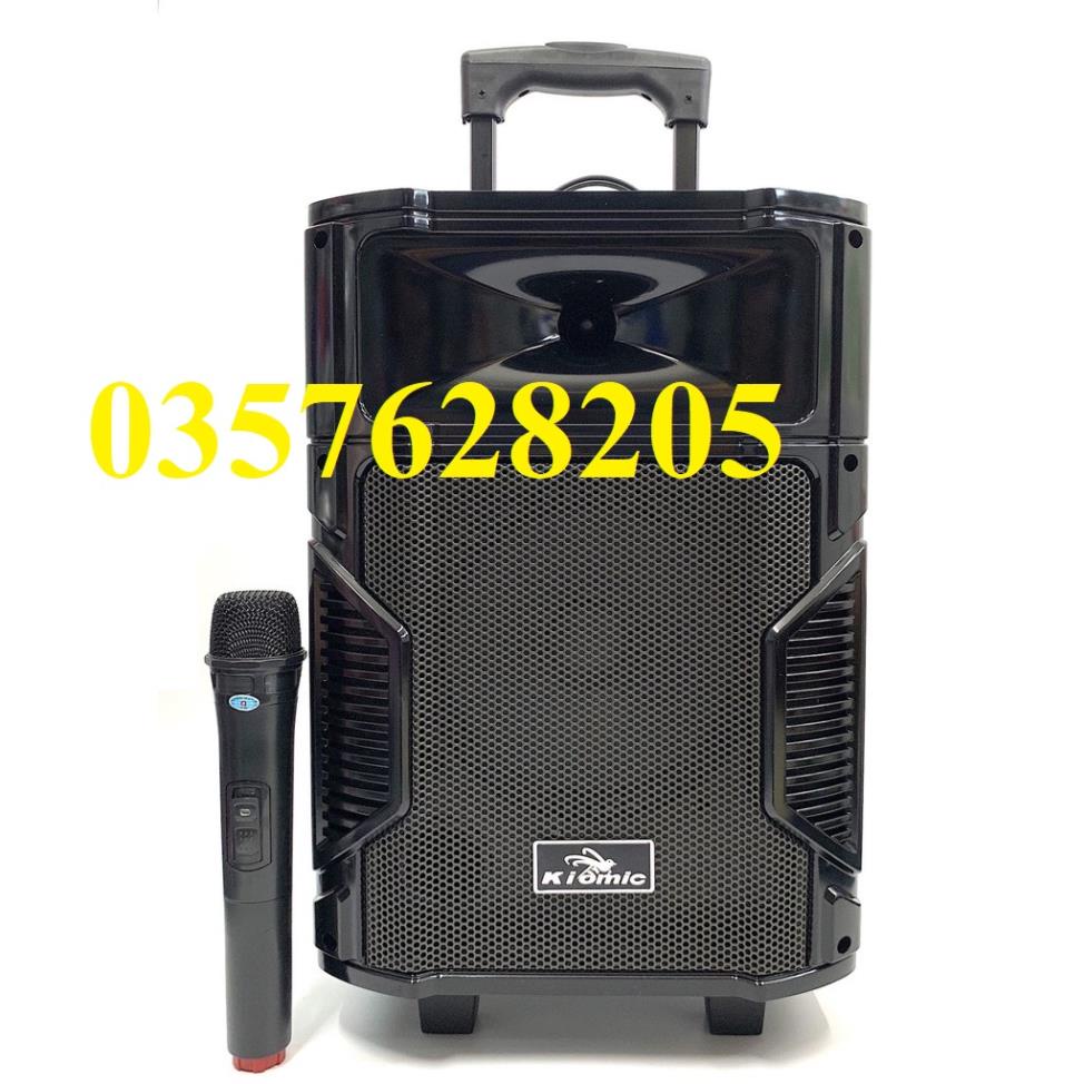 Loa Karaoke Bluetooth Di Động Vali Kéo Kiomic K108 Thùng Gỗ - Tặng Mic không dây