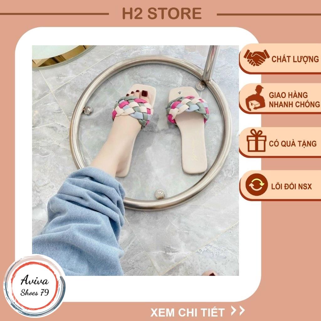 Dép đế bệt quai ngang Bính phối màu H2STORE siêu xinh hót quanh năm.