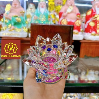Đế nến hoa sen pha lê