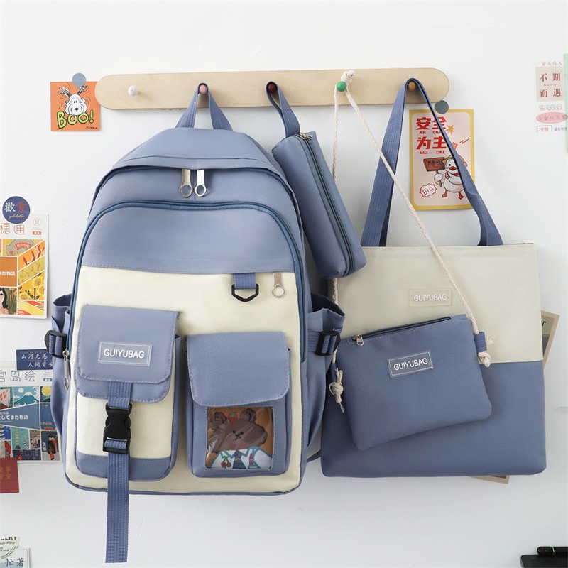 Combo Balo 4 Món Đi Học, Balo Thời Trang - SET BALO 4 MÓN 1/2 MÀU