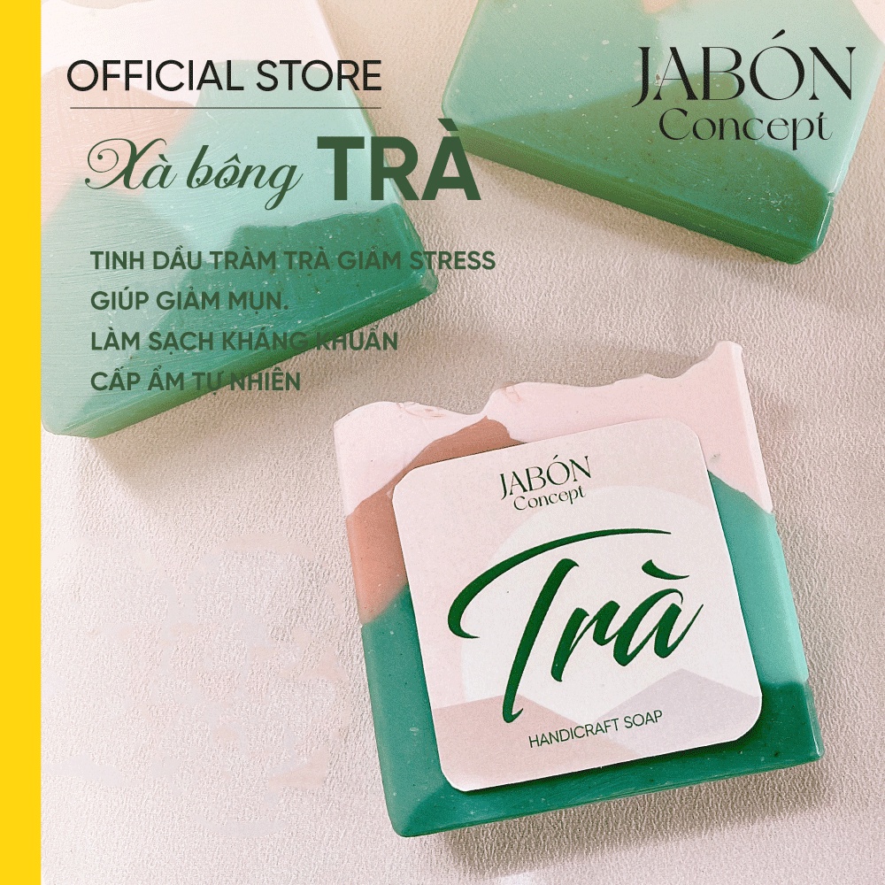 Xà Bông Organic Bạc Hà 100gram Tinh Dầu Tràm Trà Giảm Mụn Thiên Nhiên Jabón Concept