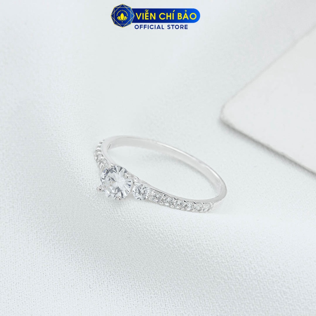 Nhẫn bạc nữ đính đá cao viền đá trắng chất liệu bạc 925 thời trang phụ kiện trang sức nữ Viễn Chí Bảo N400465