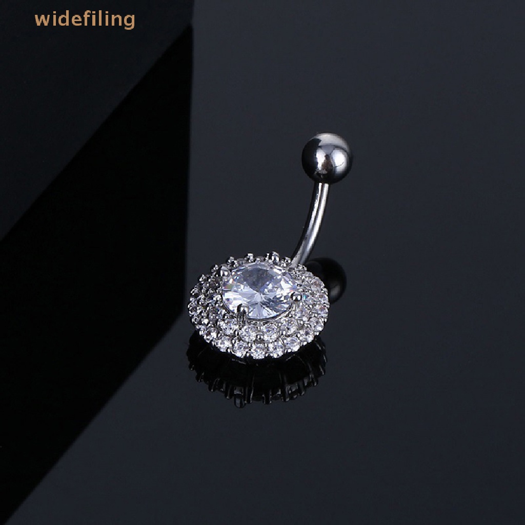 Khuyên Rốn Thép Không Gỉ Đính Đá Zircon Hình Hoa Quyến Rũ