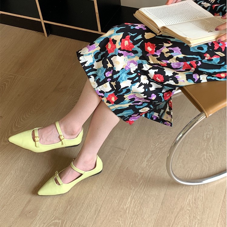 Giày bệt mũi nhọn quai ngang style Hàn Quốc sang chảnh (vàng/trắng/đen)