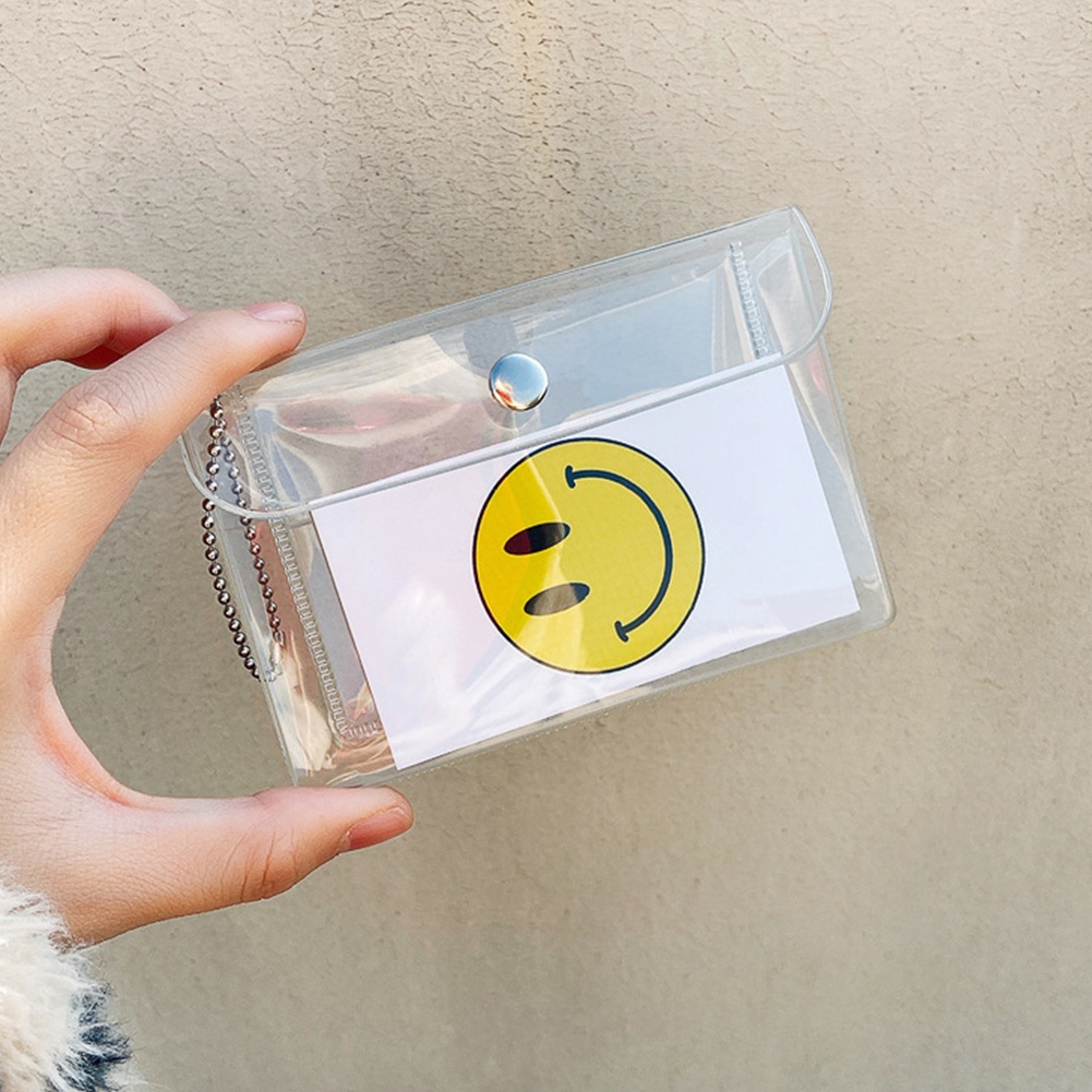 Túi Đựng Tiền Xu Mini Bằng PVC Trong Suốt Chống Nước Chống Rách Có Nút Gài Và Dây Xích JP5