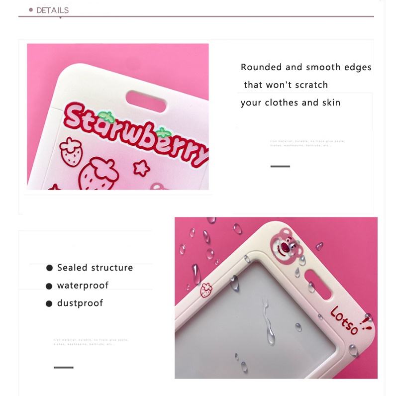 Lotso Dây Đeo Thẻ 3 Chiều Hình Gấu Hồng Thiết Kế Đơn Giản