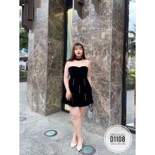 BIGSIZE Đầm nhung cúp ngực D1108