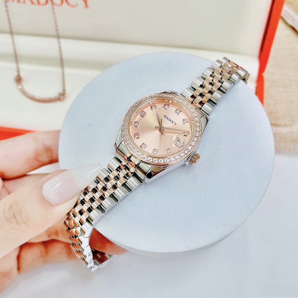 Đồng Hồ Nữ Madocy M81697 Dây Inox Demi Hồng 31mm