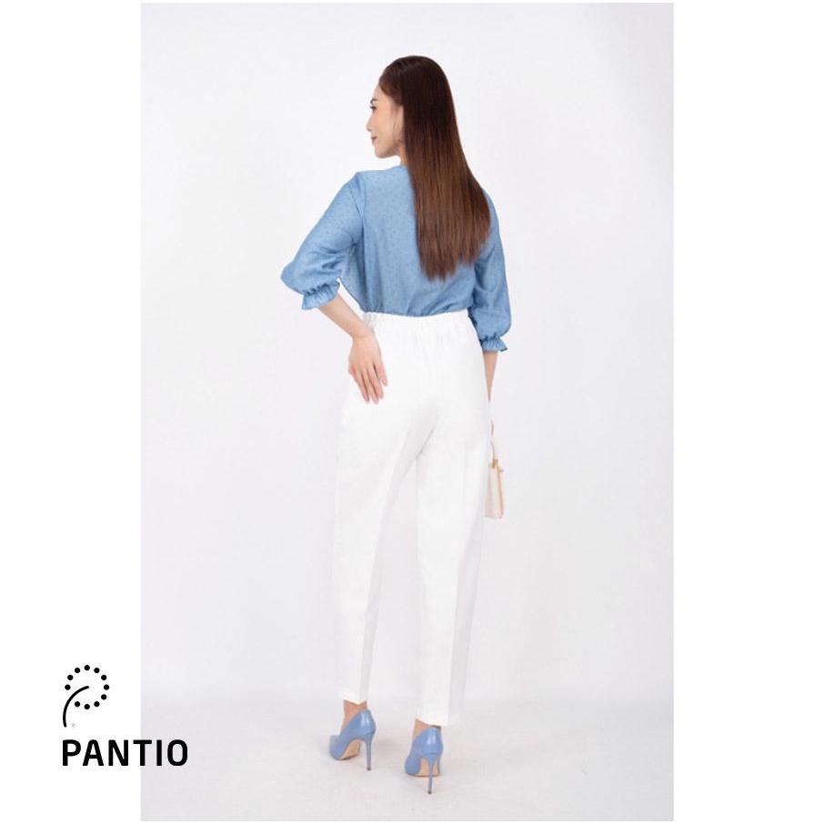 FAK31222 - Áo kiểu công sở vải thô dáng suông cổ tròn xếp ly hoa cuốn 3D tay bồng bo chun - PANTIO