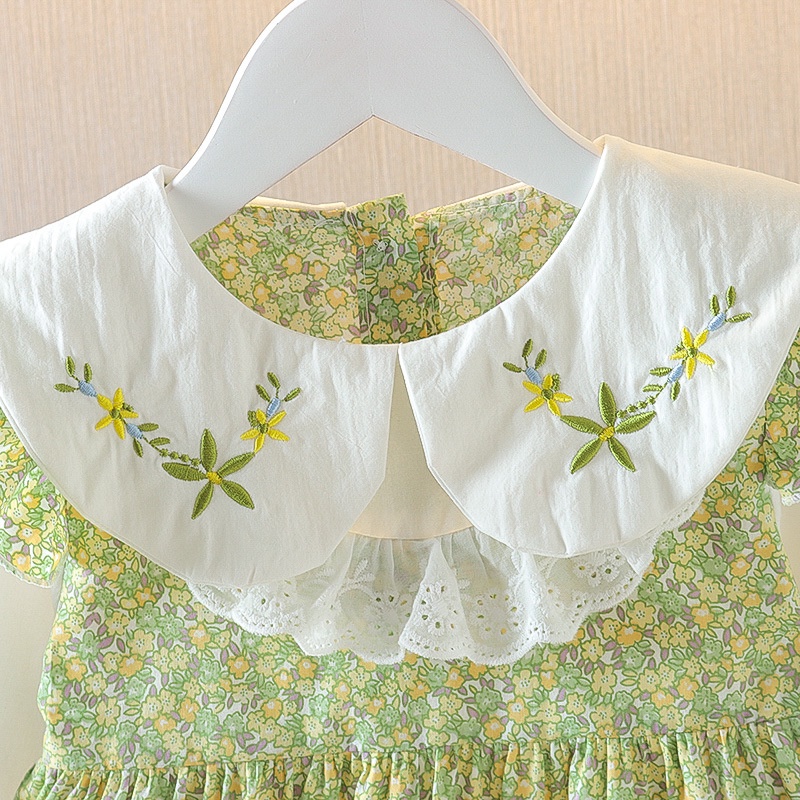 Đầm Bé Gái Từ 0-3 Tuổi Tay Dài Thêu Hoa Dễ Thương