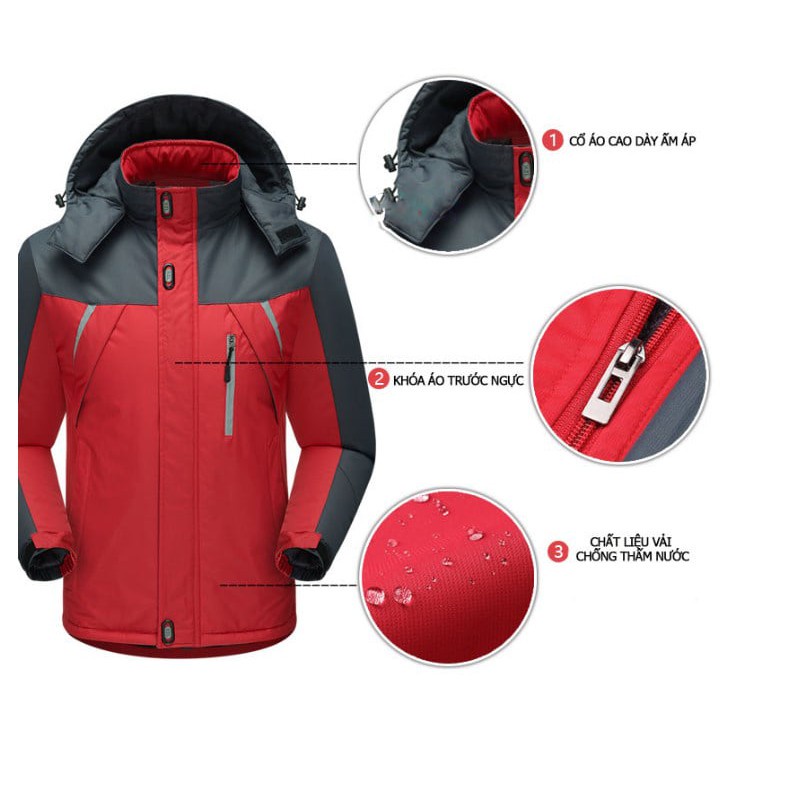 HÀNG ĐẸP LOẠI 1 CAO CẤP - Áo khoác nam nữ CHỐNG NƯỚC, 3 lớp, Lót Lông Cừu Siêu ẤM