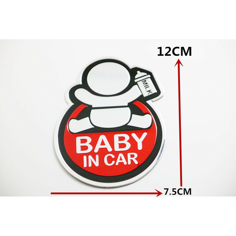 TEM DECAL STICKER Logo kim loại dán BABY IN CAR cao cấp