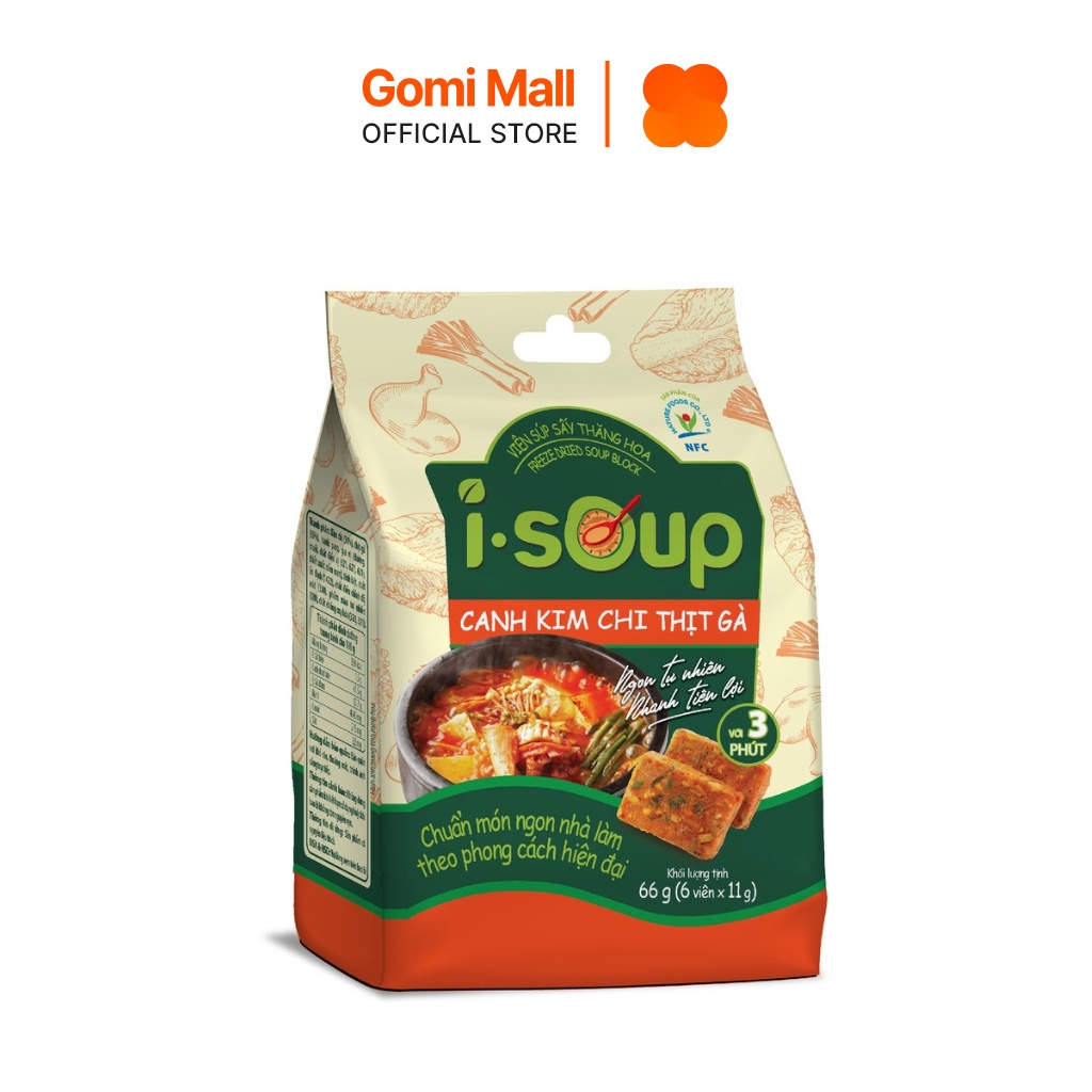 Canh kim chi thịt gà ăn liền I-SOUP 66g túi 06 viên GOMI Flagship Store