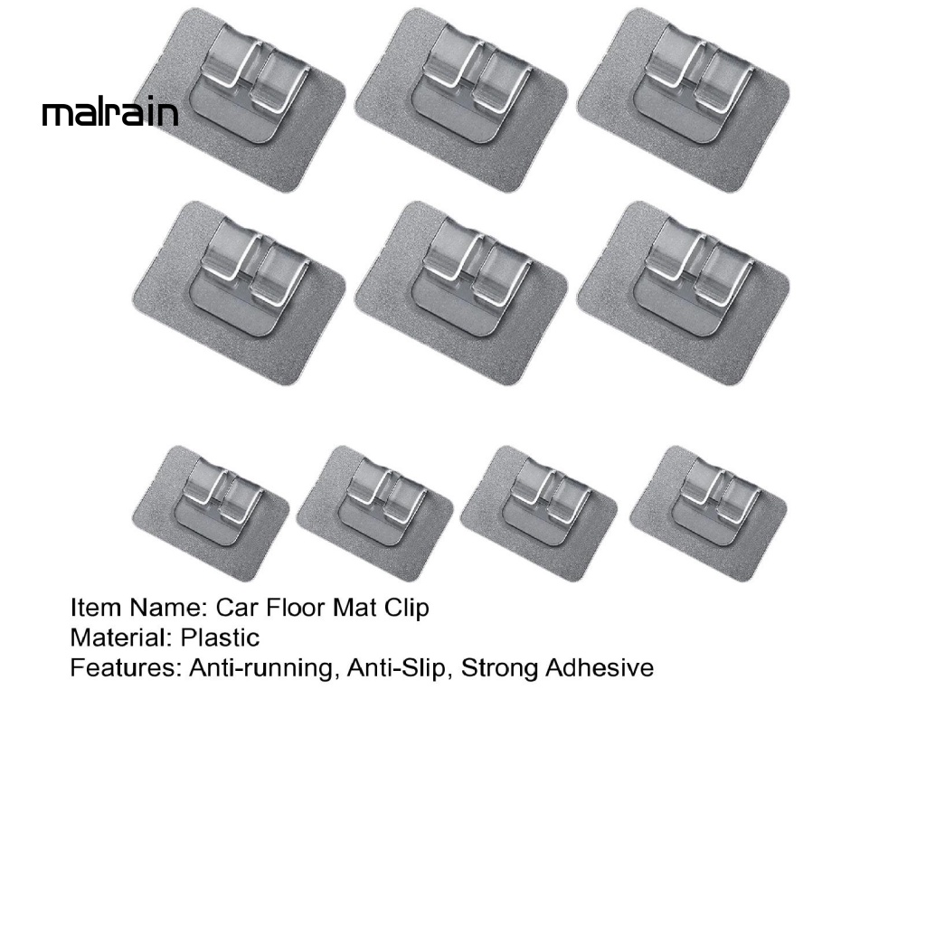 Set 1 / 10 Móc Kẹp Thảm Lót Sàn Xe Hơi Trong Suốt Tự Dính