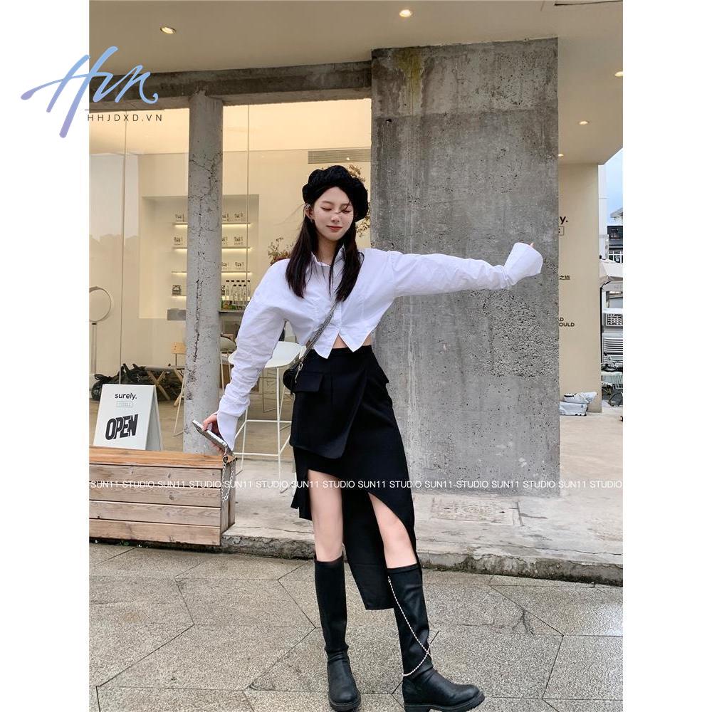 Áo Sơ Mi Tay Dài Dáng Rộng Ngắn Thời Trang Xuân Thu 2023 Hhjdsun11 Cho Nữ