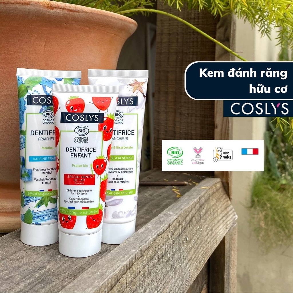 Kem đánh răng the mát bạc hà Coslys  chứng nhận hữu cơ Ecocert