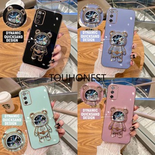 Ốp Điện Thoại Mềm Họa Tiết Phi Hành Gia Kim Tuyến Nước Cho Casing Samsung Galaxy S21 Ultra Case Samsung J7 Prime Case Samsung Note 10 Plus Case Samsung  S20 FE Case Samsung J7 pro Cover Glitter Liquid Quicksand Astronaut Bracket Soft Phone Case
