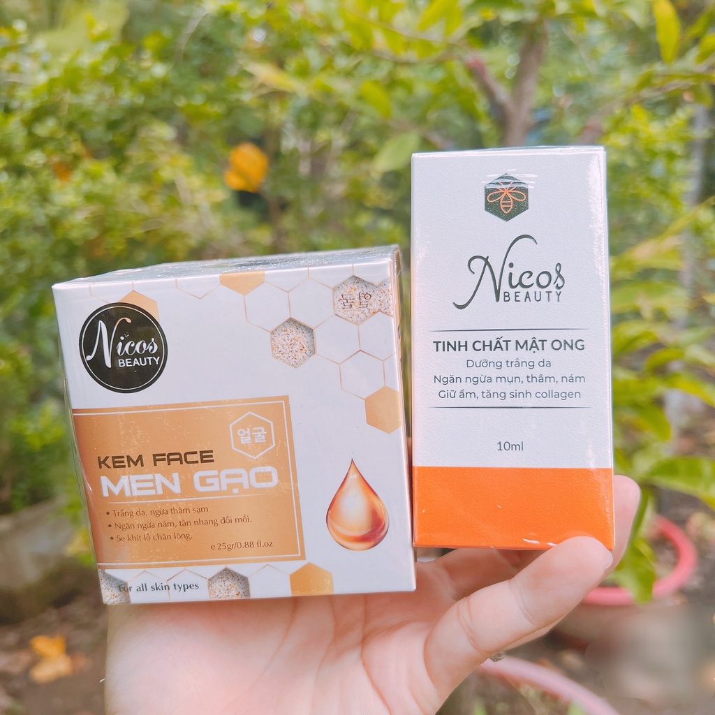 Bộ Kem Face cấy trắng Men Gạo Nicos với Tinh chất mật ong Nicos.