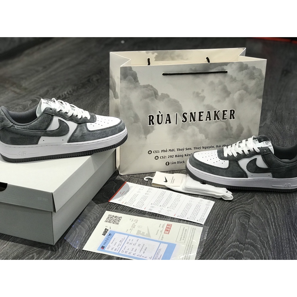Siêu Phẩm Giày Thể Thao Sneaker A/F1 Xám Trắng Da Lộn 2023 Siêu Hot Cao Cấp Ảnh Thật + freeship + Tặng Tất