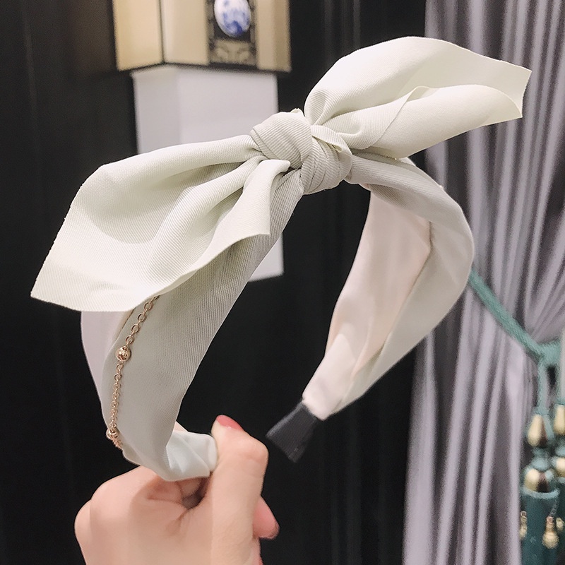 Băng Đô Thắt Nơ Vải Bản Rộng Hai Màu Tươi Tắn Cá Tính Thời Trang Đơn Giản Dành Cho Nữ