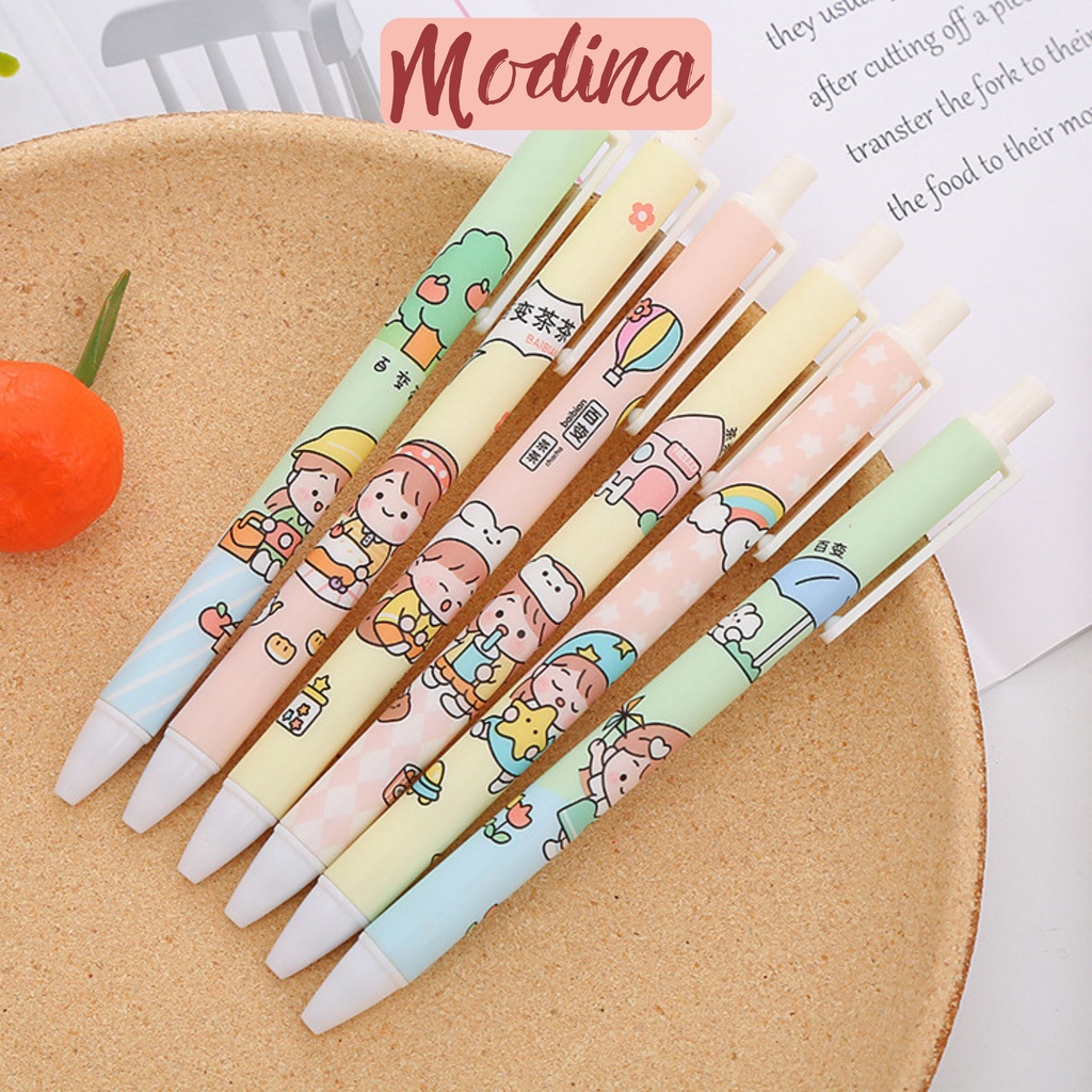 Bút bi mực gel đen hình cô bé dễ thương phong cách Nhật Hàn siêu dễ thương