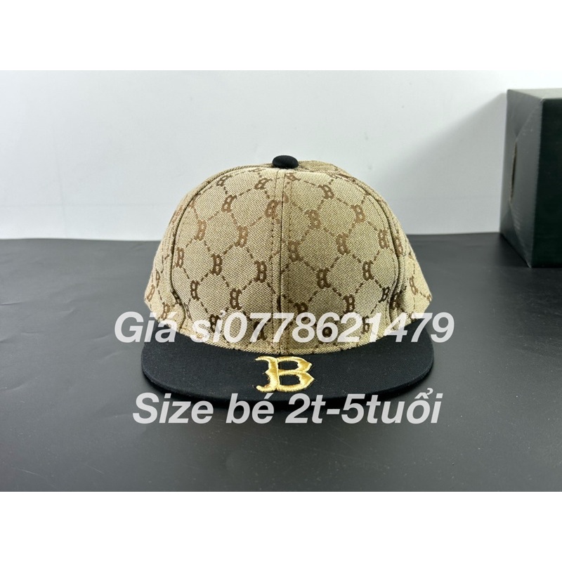 Mũ/nón hiphop trẻ em cho bé 2 - 5tuổi chất vải nhập dệt chữ thêu mỏ chữ B dể thương
