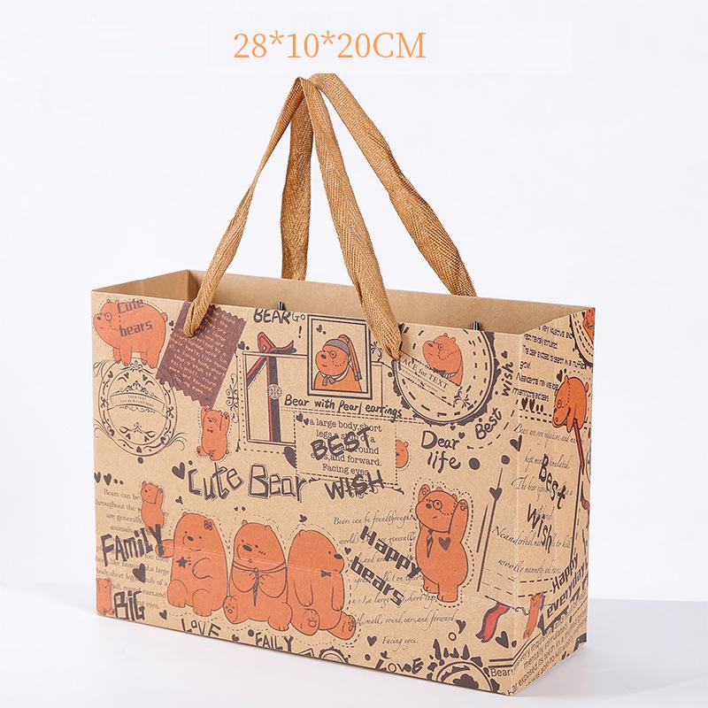 [TQ] Túi Giấy Kraft Xách Tay Retro Hình Gấu Dễ Thương - Điểm Nhấn Cho Món Quà Đầy Ý Nghĩa - Nhiều Size L, XL , XXL