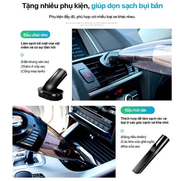 Máy Hút Bụi Ô TÔ Cầm Tay, Máy Hút Bụi Đa Năng, Với Công Xuất Lớn Hút Sạch Bụi Bẩn Như Sàn Nhà , Gầm Ghế. BH 12 Tháng !