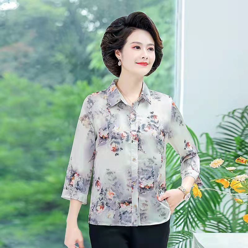 Áo Sơ Mi Tay Lửng Phong Cách Thời Trang Mới 2023 4050 Dành Cho Nữ Trung Niên
