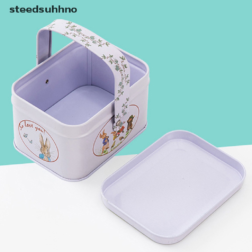 Hộp Thiếc Đựng Kẹo Hình Vali Thỏ Trắng Phong Cách Vintage hhno