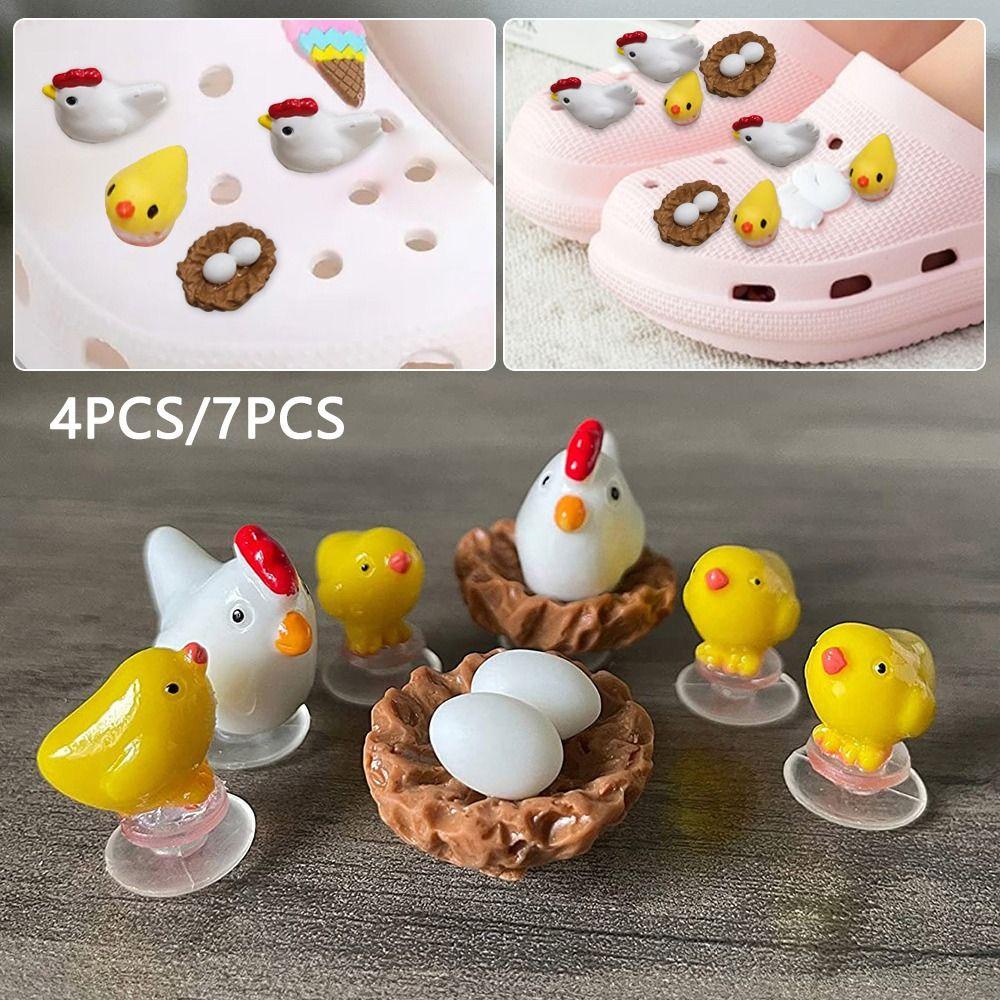 .N 4 / 7 Cái Khóa Gà Con 3D Dễ Thương Gắn Giày Chất Lượng Cao