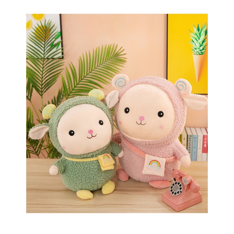 Ba Lô Lông Cừu 8 Inch Màu Cầu Vồng Mới Cho Bé Gái