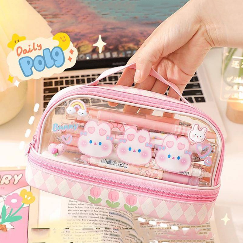 Túi Đựng Bút / Mỹ Phẩm Sức Chứa Lớn Thiết Kế Dễ Thương Tiện Dụng Cho Học Sinh